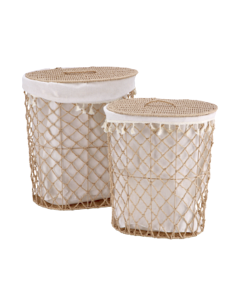PORTABIANCHERIA 116387 2 MIS PAGLIA/METALLO 46X34X52CM BEIGE