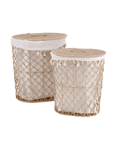 PORTABIANCHERIA 116387 2 MIS PAGLIA/METALLO 46X34X52CM BEIGE