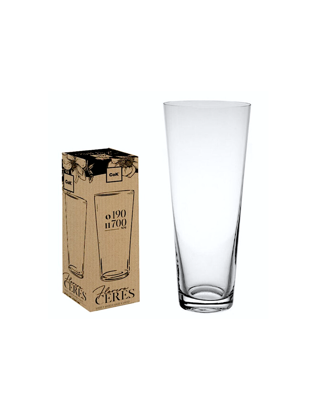 VASO VETRO CERES DIAM.19CM H70CM