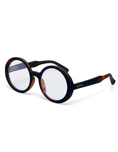 OCCHIALE LETTURA 2.00 TONDO GRANDE LAURA BLACK WITH 3POINTS HAVANA