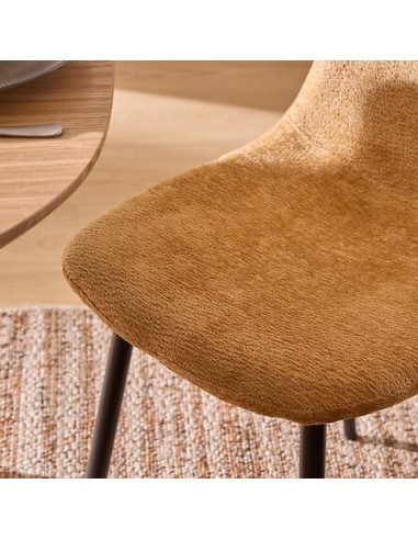 SEDIE: vendita online Sedia Tyka chenille ocra, gambe in metallo nero, L.51 x P.45 x H.87 cm, design moderno in offerta