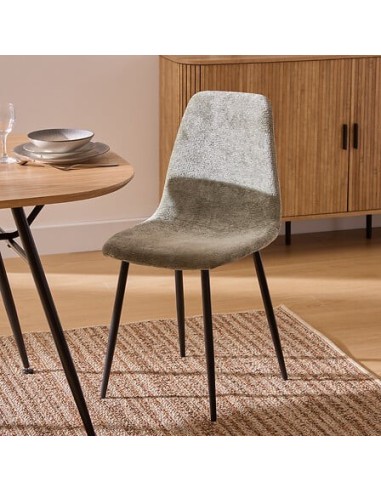 SEDIE: vendita online Sedia Tyka chenille kaki, gambe in metallo nero, L.51 x P.45 x H.87 cm, design moderno in offerta
