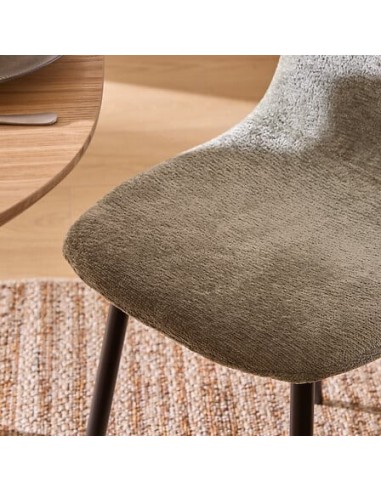 SEDIE: vendita online Sedia Tyka chenille kaki, gambe in metallo nero, L.51 x P.45 x H.87 cm, design moderno in offerta