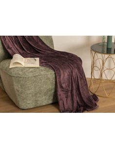 LENZUOLA E ACCESSORI: vendita online Coperta Ollis tinta unita, flanella malva, 130 x 180 cm, morbida e calda in offerta 2