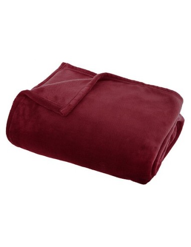 LENZUOLA E ACCESSORI: vendita online Coperta Ollis tinta unita, flanella rosso bordeaux, 130 x 180 cm, morbida e calda in off...
