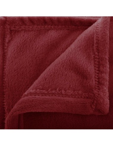 LENZUOLA E ACCESSORI: vendita online Coperta Ollis tinta unita, flanella rosso bordeaux, 180 x 230 cm, morbida e calda in off...