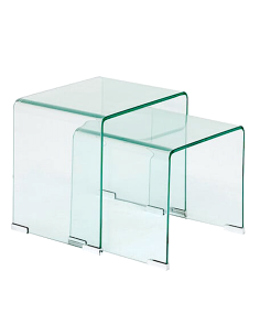 SET 2 TAVOLINI 197893A LENIA VETRO 51X30X47CM/46X30X42CM