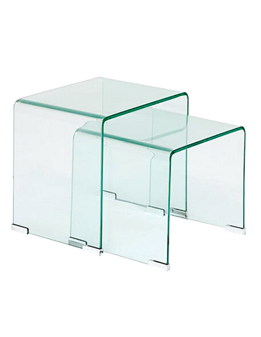 SET 2 TAVOLINI 197893A LENIA VETRO 51X30X47CM/46X30X42CM