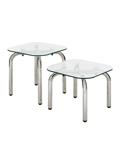 SET 2 TAVOLINI 206060A HECATE VETRO/METALLO 50X50X49CM/50X50X39CM
