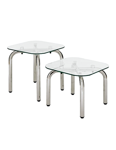 SET 2 TAVOLINI 206060A HECATE VETRO/METALLO 50X50X49CM/50X50X39CM