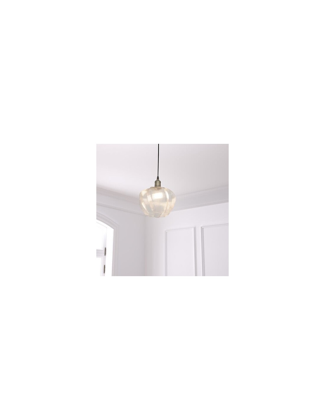 ILLUMINAZIONE: vendita online Lampada a sospensione Phylas, vetro trasparente, Ø 27,5 cm, H 119 cm, elegante e moderna in off...