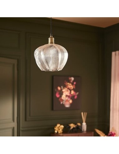 ILLUMINAZIONE: vendita online Lampada a sospensione Phylas, vetro trasparente, Ø 27,5 cm, H 119 cm, elegante e moderna in off...