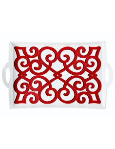 VASSOIO RETTANGOL.C/MANICI RED HARMONIA TABLE DECOR GUZZINI