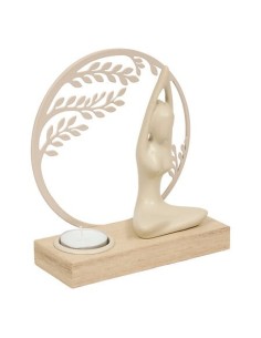 OGGETTISTICA: vendita online Portacandela Yogi, L 15 x P 6 x H 16 cm, legno e metallo, colori assortiti nero e bianco in offerta 2