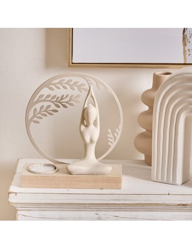 OGGETTISTICA: vendita online Portacandela Yogi, L 15 x P 6 x H 16 cm, legno e metallo, colori assortiti nero e bianco in offerta