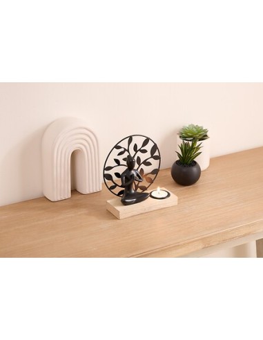 OGGETTISTICA: vendita online Portacandela Yogi, L 15 x P 6 x H 16 cm, legno e metallo, colori assortiti nero e bianco in offerta