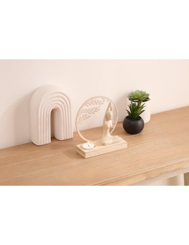 OGGETTISTICA: vendita online Portacandela Yogi, L 15 x P 6 x H 16 cm, legno e metallo, colori assortiti nero e bianco in offerta