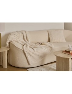 LENZUOLA E ACCESSORI: vendita online Plaid pelliccia jacquard Arka, 180 x 230 cm, colore avorio, coperta morbida ed elegante ... 2