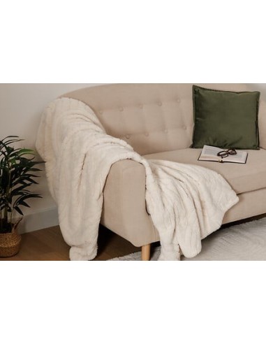 LENZUOLA E ACCESSORI: vendita online Plaid pelliccia jacquard Arka, 180 x 230 cm, colore avorio, coperta morbida ed elegante ...