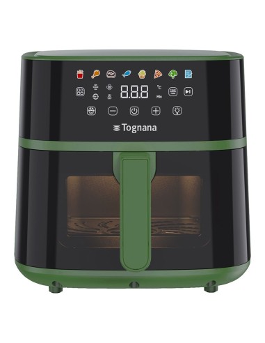 FRIGGITRICI: vendita online Iridea Friggitrice ad Aria 6 Litri Verde Salvia con Doppia Resistenza e Finestra Trasparente in o...