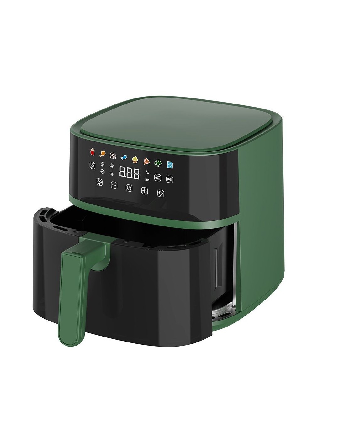 FRIGGITRICI: vendita online Iridea Friggitrice ad Aria 6 Litri Verde Salvia con Doppia Resistenza e Finestra Trasparente in o...