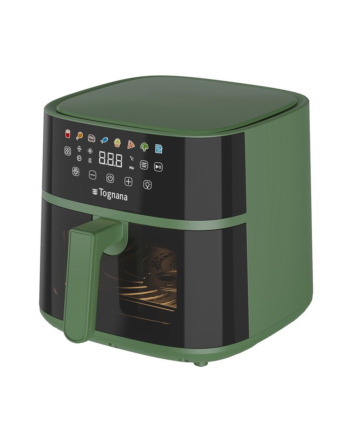 FRIGGITRICI: vendita online Iridea Friggitrice ad Aria 6 Litri Verde Salvia con Doppia Resistenza e Finestra Trasparente in o...