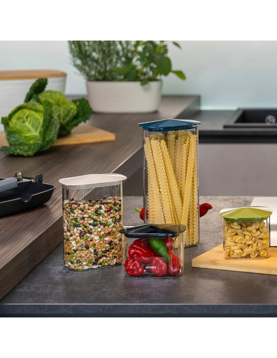 Guzzini Fresh & Style Barattolo 2.100 ml Tappo Avocado Green | shopincasa.it