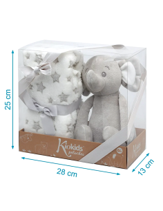 Elefantino peluche grigio con copertina stellata | shopincasa.it 2