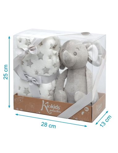 Elefantino peluche grigio con copertina stellata | shopincasa.it