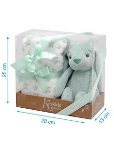 Coniglio di Peluche Verde con Coperta Stelle per Bebè | shopincasa.it 2