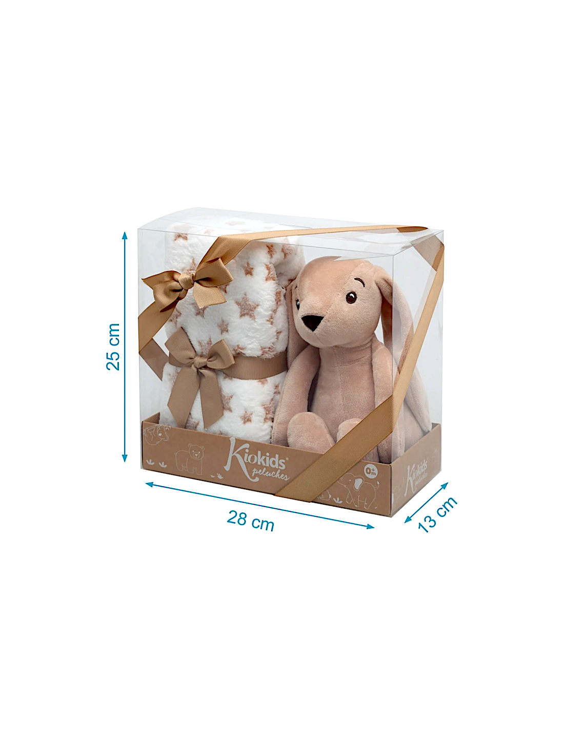 Coniglio di peluche marrone con coperta a stelle | shopincasa.it