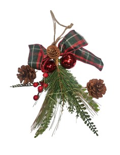 FIOCCO NATALIZIO 25CM CON AGHI PIGNE BACCHE E CAMPANELLA