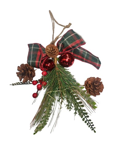FIOCCO NATALIZIO 25CM CON AGHI PIGNE BACCHE E CAMPANELLA