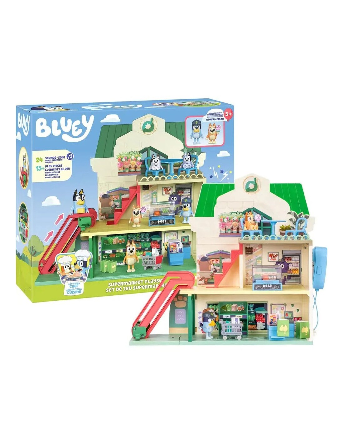Bluey Playset Let's Play Chef Supermarket con Figure | Shopincasa.it