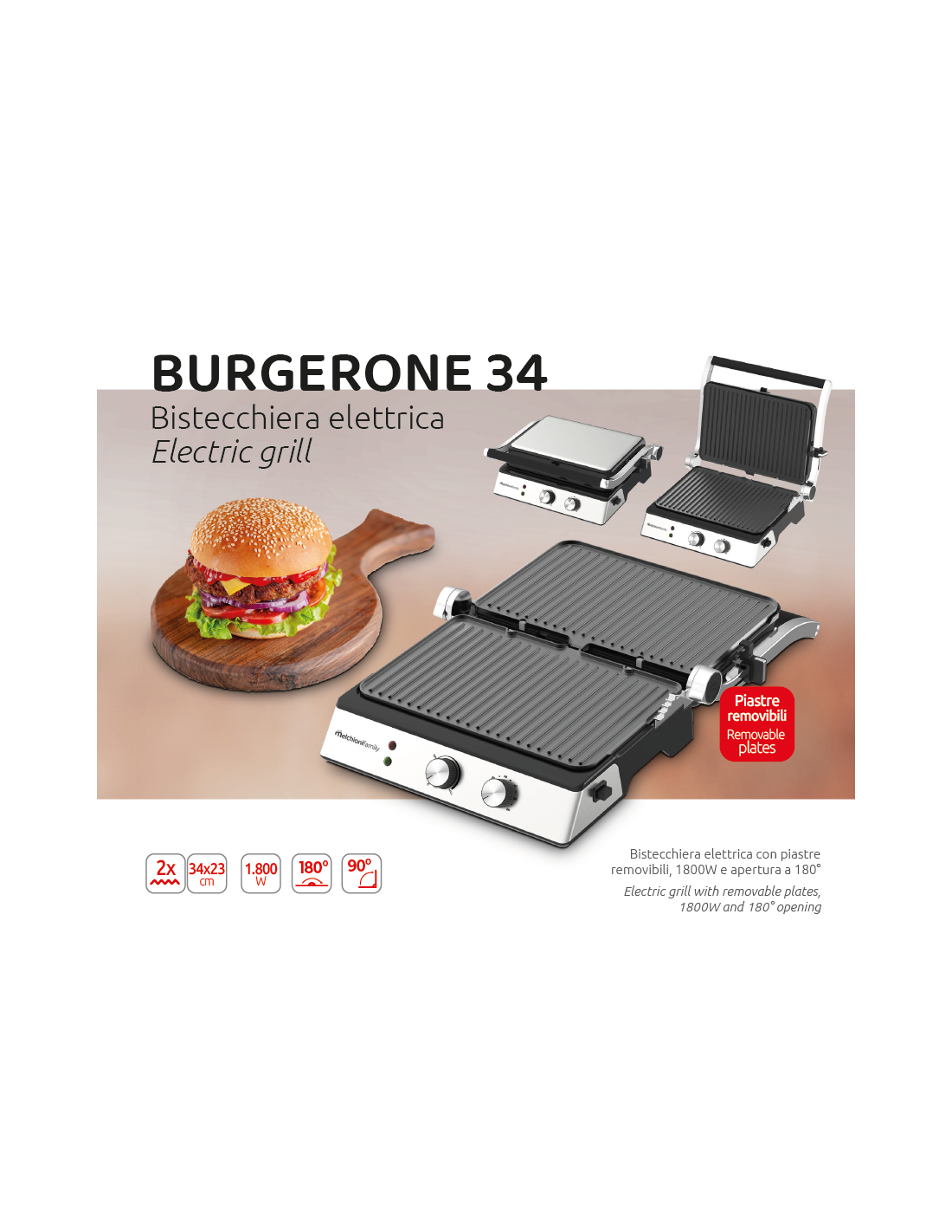 Melchioni Burgerone 34 – Piastra Elettrica Grande | Shopincasa.it
