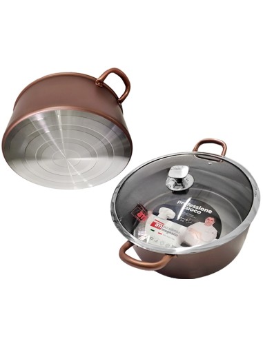 PROFESSIONE CUOCO CASSERUOLA 36CM 2MANICI COPERCHIO VETRO