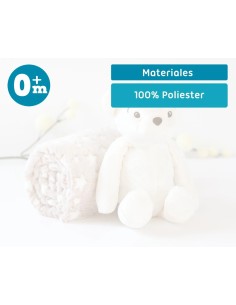 Orso di Peluche Bianco con Coperta Stelle per Bebè | shopincasa.it