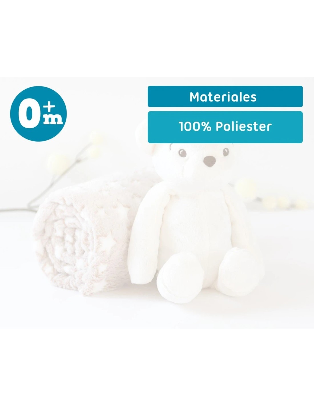 Orso di Peluche Bianco con Coperta Stelle per Bebè | shopincasa.it
