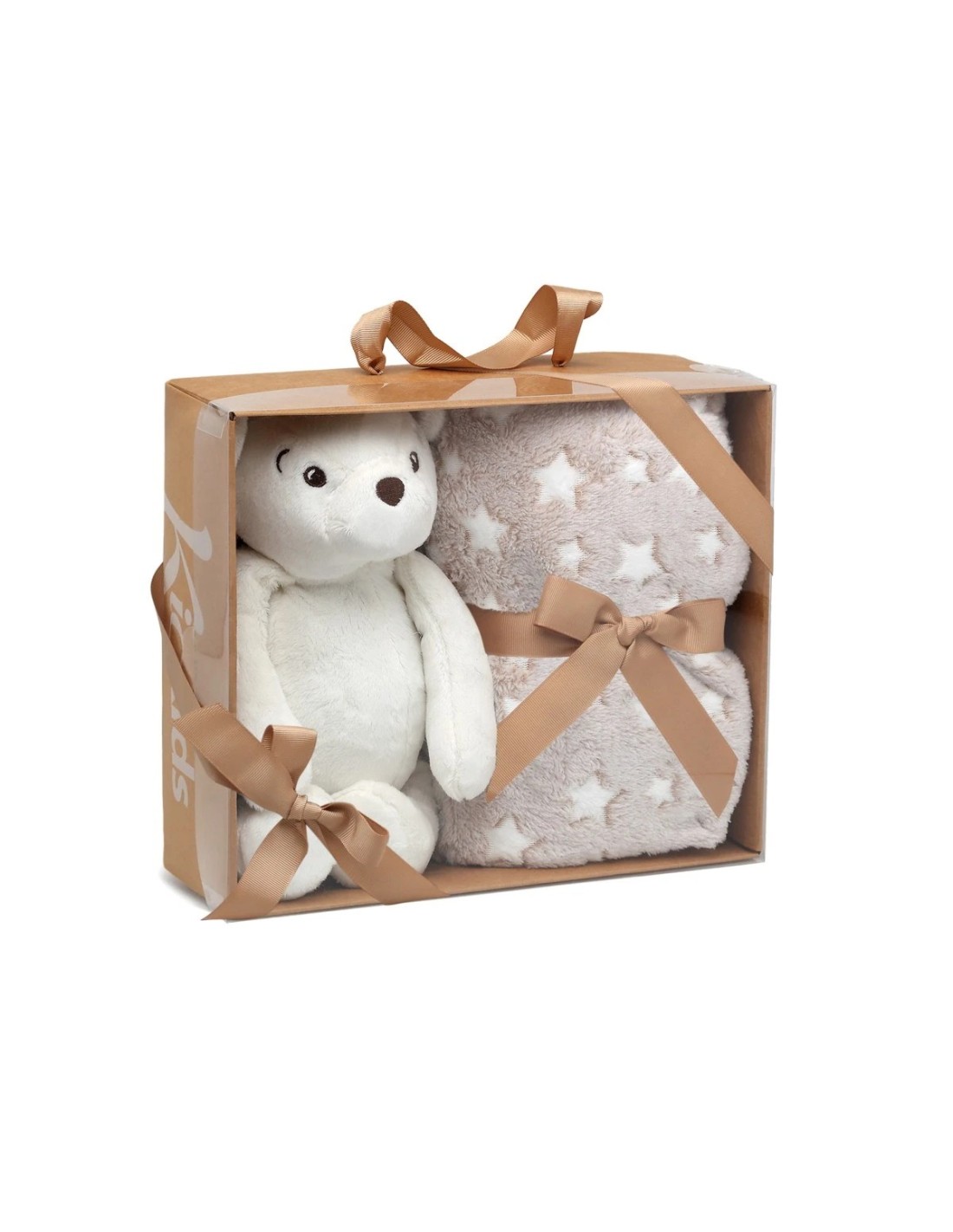 Orso di Peluche Bianco con Coperta Stelle per Bebè | shopincasa.it