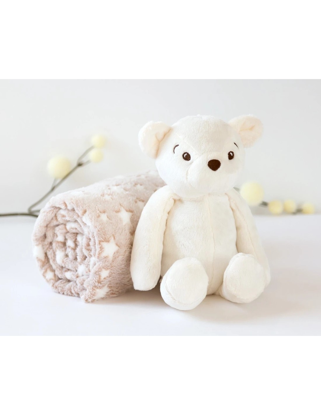 Orso di Peluche Bianco con Coperta Stelle per Bebè | shopincasa.it