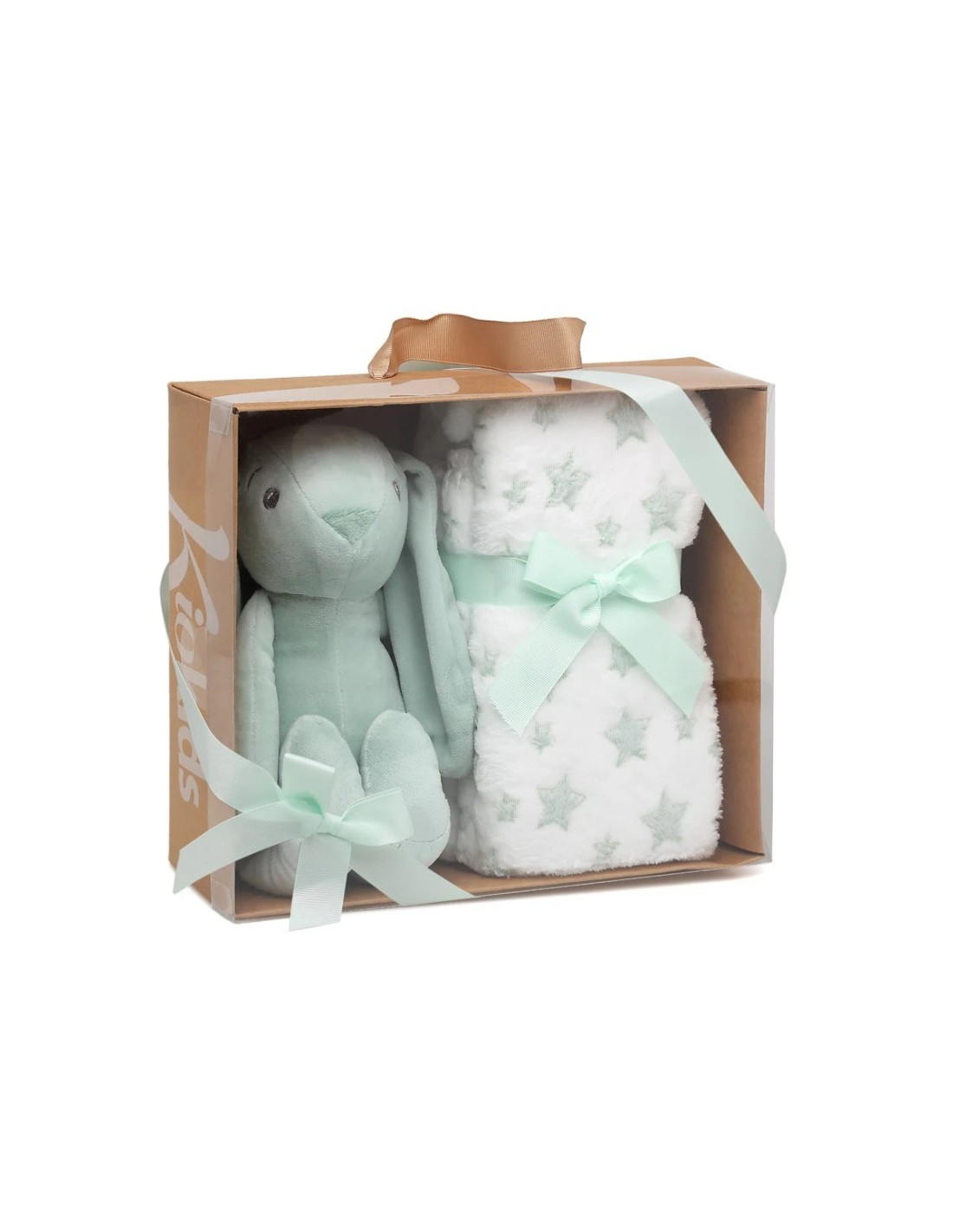 Coniglio di Peluche Verde con Coperta Stelle per Bebè | shopincasa.it