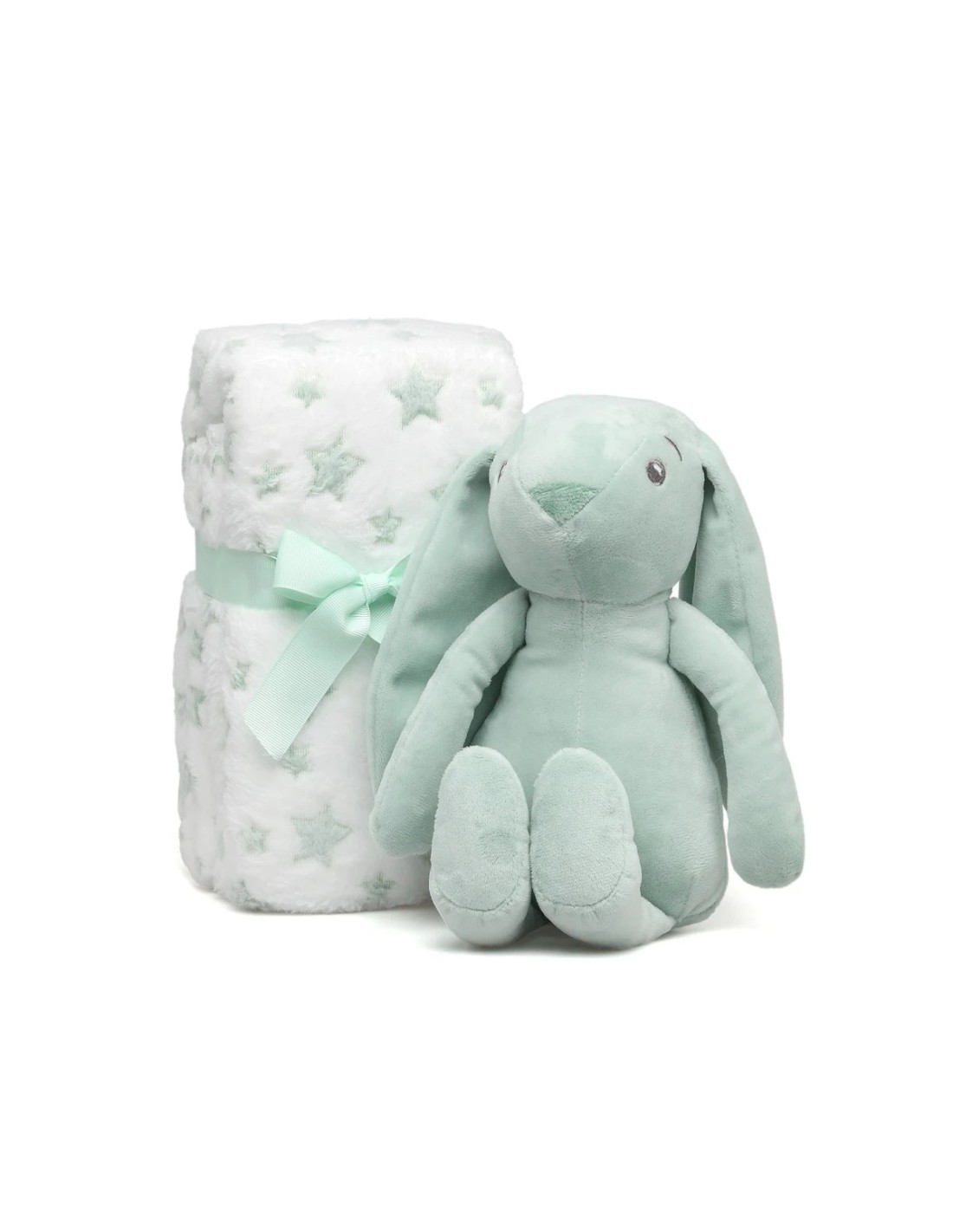 Coniglio di Peluche Verde con Coperta Stelle per Bebè | shopincasa.it