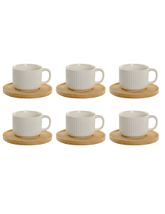 Set 6 Tazze con Piatto Home ESPRIT Porcellana e Bambù 90 ml | shopincasa.it