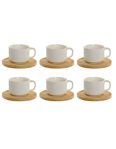 Set 6 Tazze con Piatto Home ESPRIT Porcellana e Bambù 90 ml | shopincasa.it