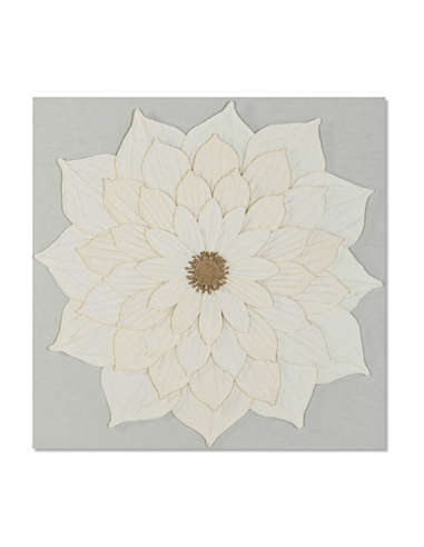 Quadro Tela Fiore in Cartapesta 120x120 cm Bianco | shopincasa.it