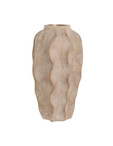 Vaso Home ESPRIT Gres Beige Onde 25x25x50 cm | shopincasa.it