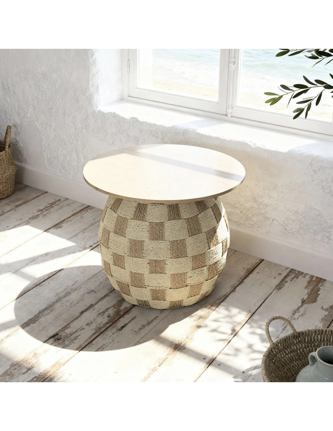Tavolo Aggiuntivo Home ESPRIT 60x60x48 cm Naturale | shopincasa.it