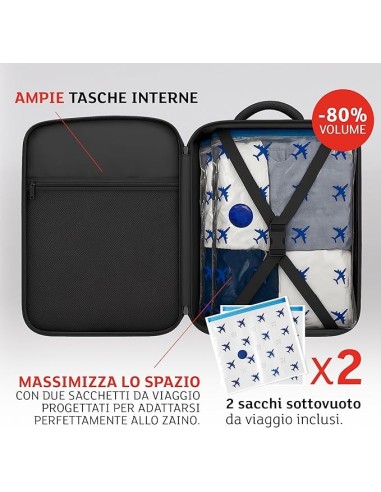 Lavatelli Zaino Sottovuoto Ryanair 40x30x20 con Sacchetti Travel - shopincasa.it