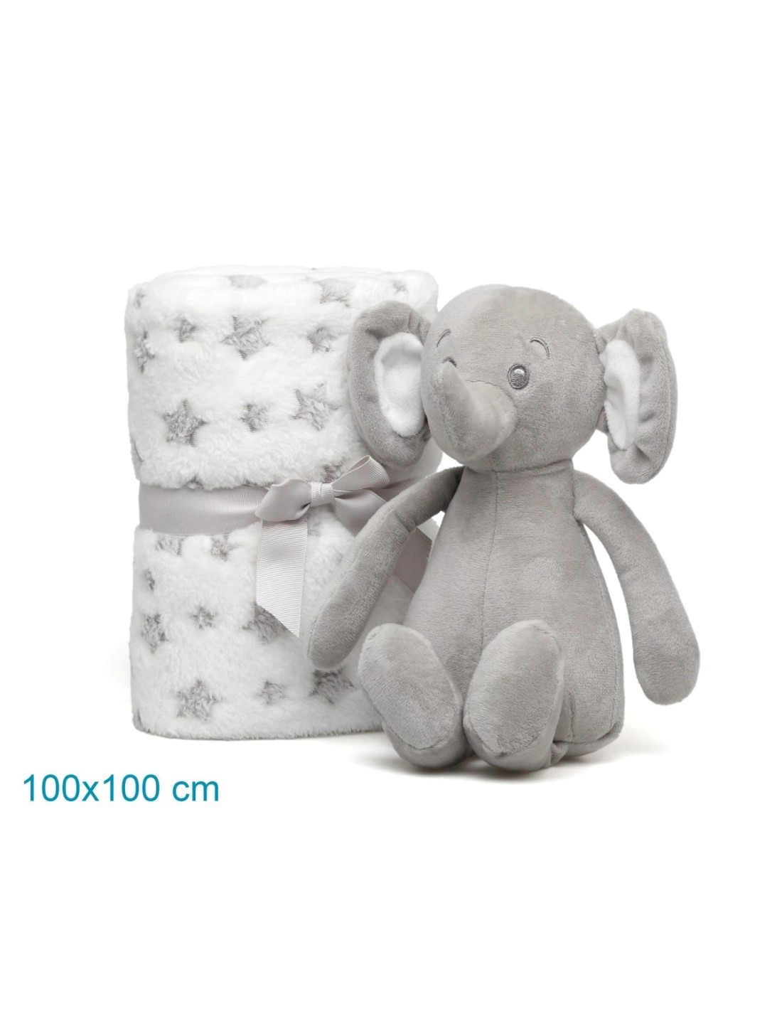 Elefantino peluche grigio con copertina stellata | shopincasa.it