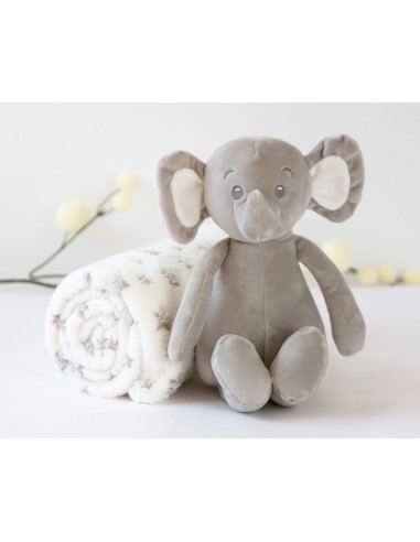 Elefantino peluche grigio con copertina stellata | shopincasa.it